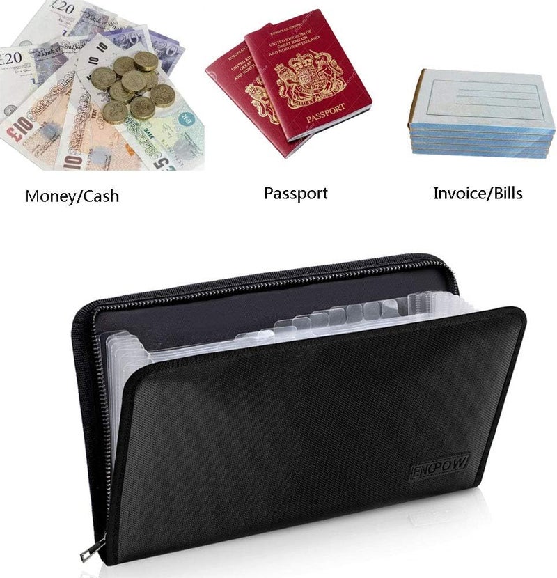 ENGPOW Expanding File Folder (11.4"x6.7") A5 Size Document Organizer Fireproof Money Bag 13 Pockets Zipper Closure Portable Filing Wallet Holder Storage for Check,Bill,Receipts,Tickets - Image 2